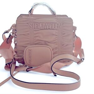 Steve Madden Beige Ruched Crossbody Bag